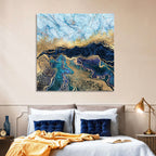 Blue Marble with Gold Veins Wall Art
