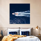 Sleek Speedboat Over Navy Sea Wall Art