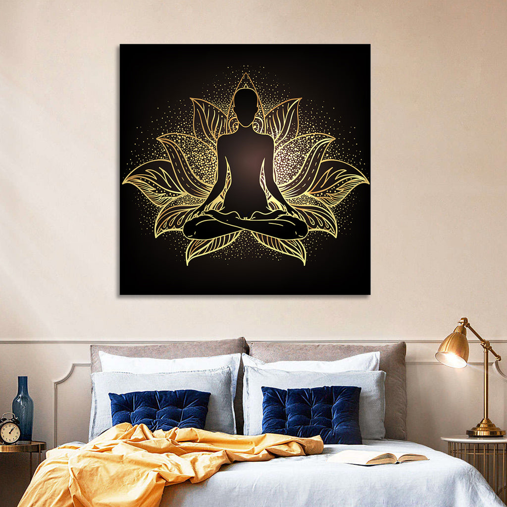 Golden Chakra Silhouette Wall Art