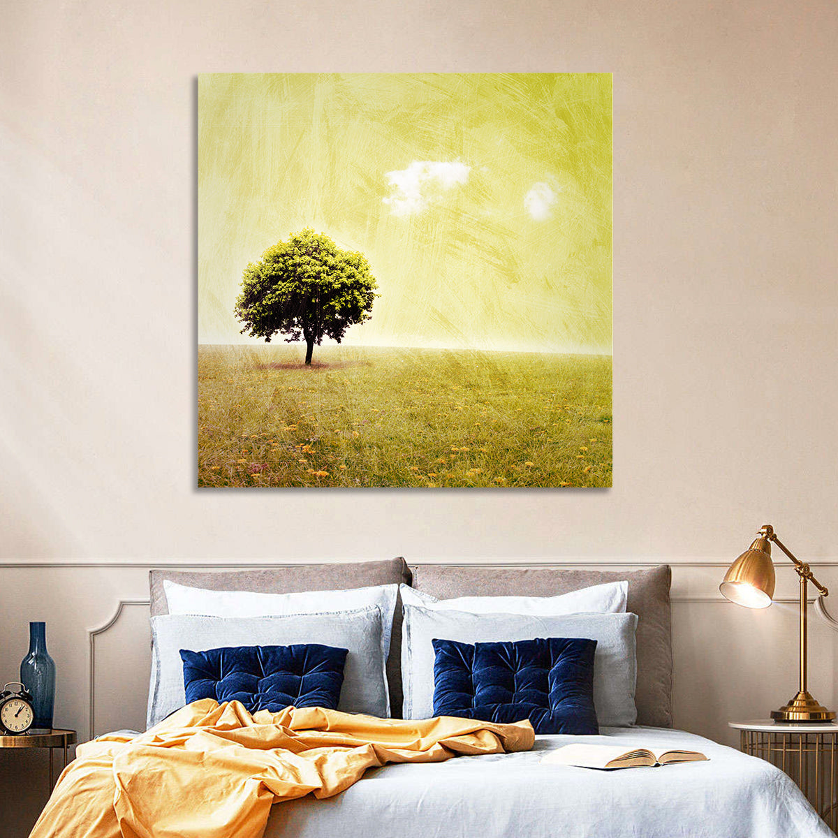 Grunge Tree in Meadow Wall Art