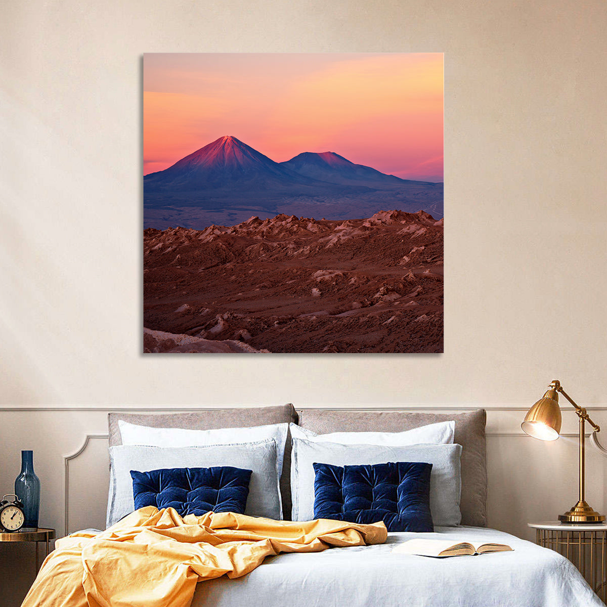Valle De La Luna, Licancabur Volcano Wall Art in a room, square
