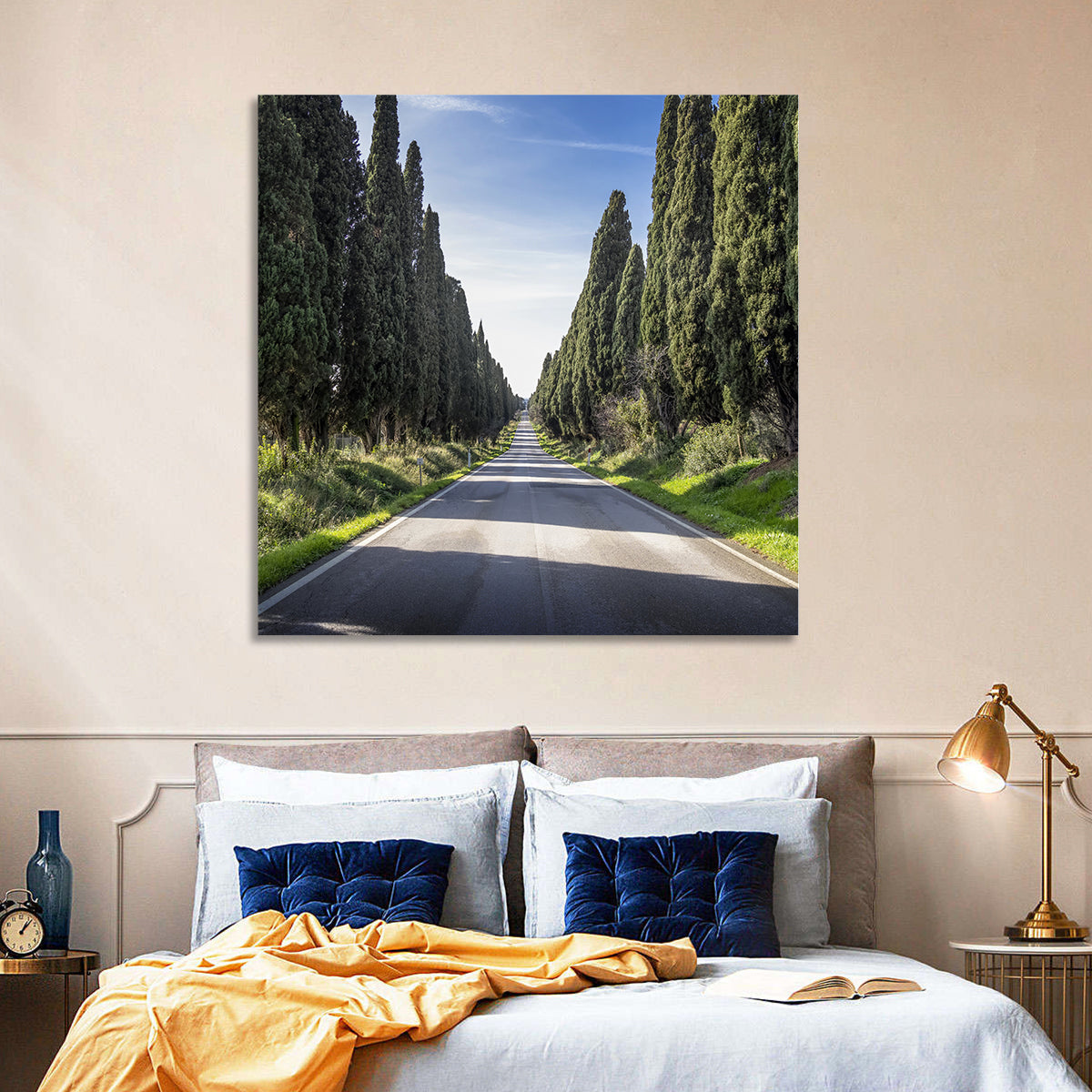 Avenue of Cypress Trees Wall Art in a room, square