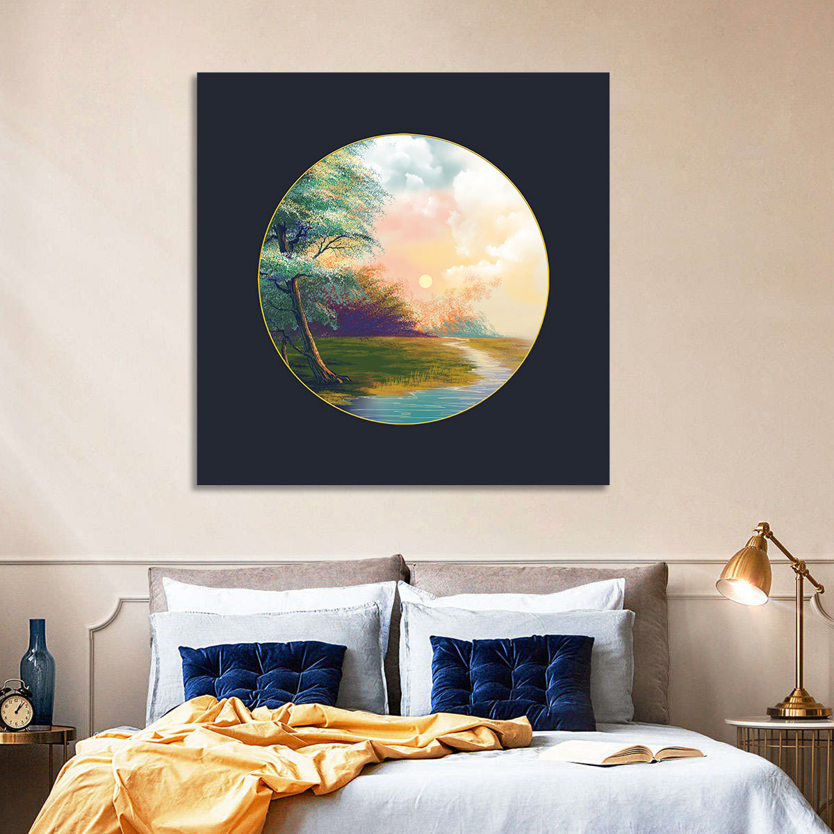 Spring Forest at Sunset Wall Art in a room, square