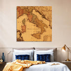 Antique Map of Italy with Ornate Cartouche Wall Art