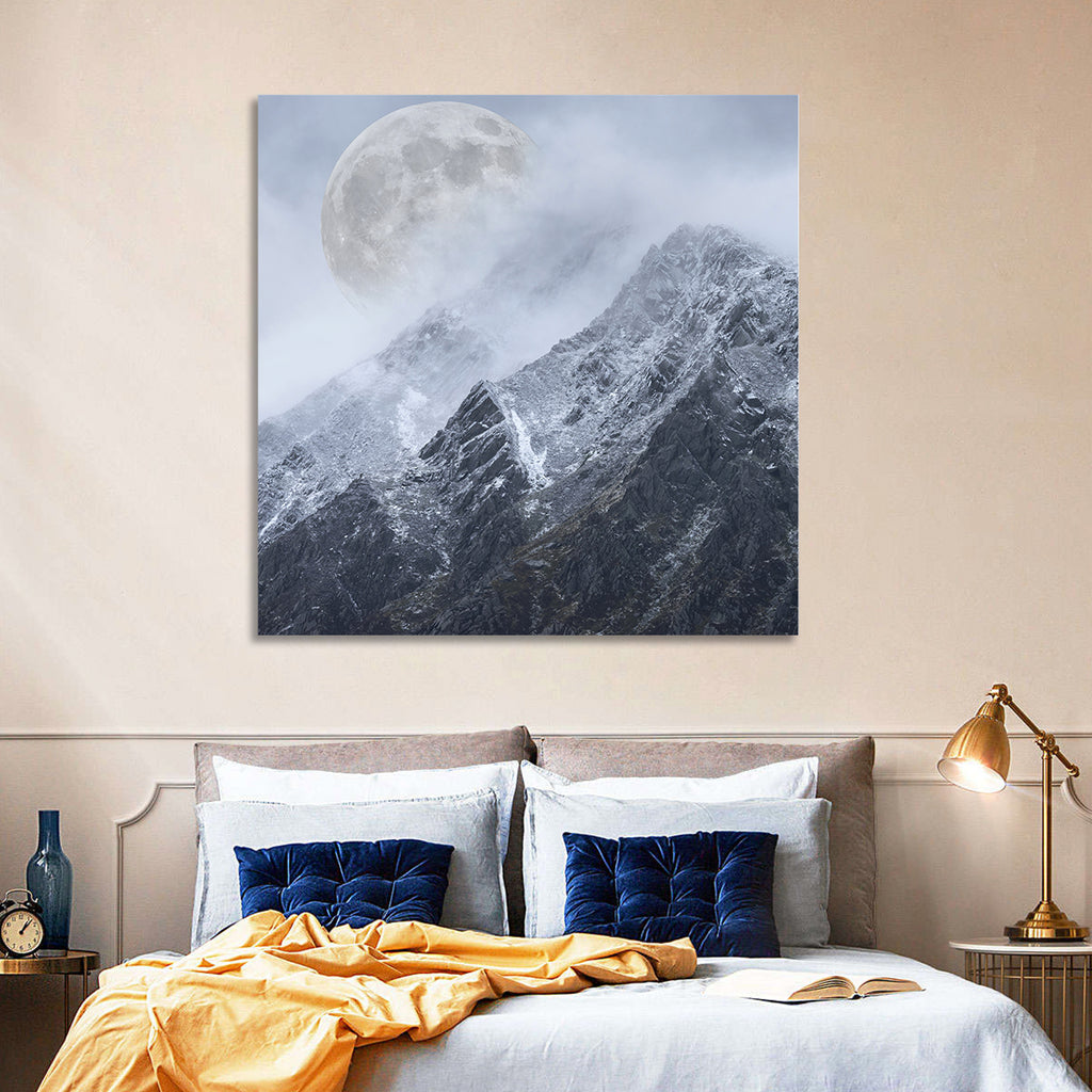 Supermoon Over Snow-capped Peaks Wall Art