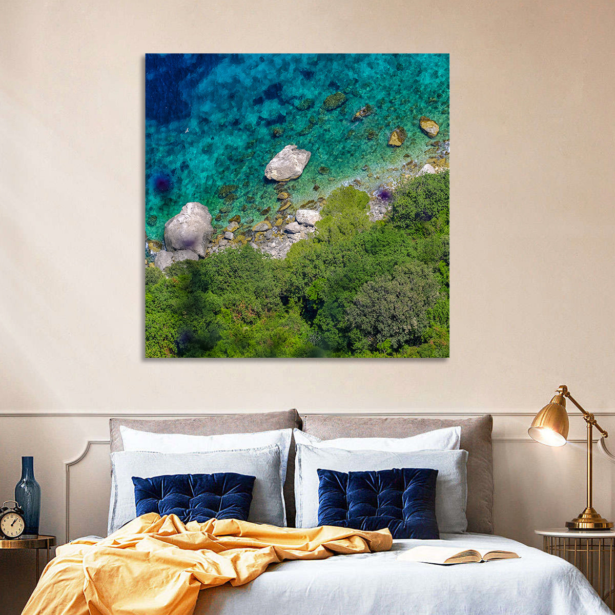 Capri Island Coast Wall Art in a room, square
