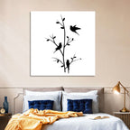 Three Birds on Branch Silhouette Wall Art