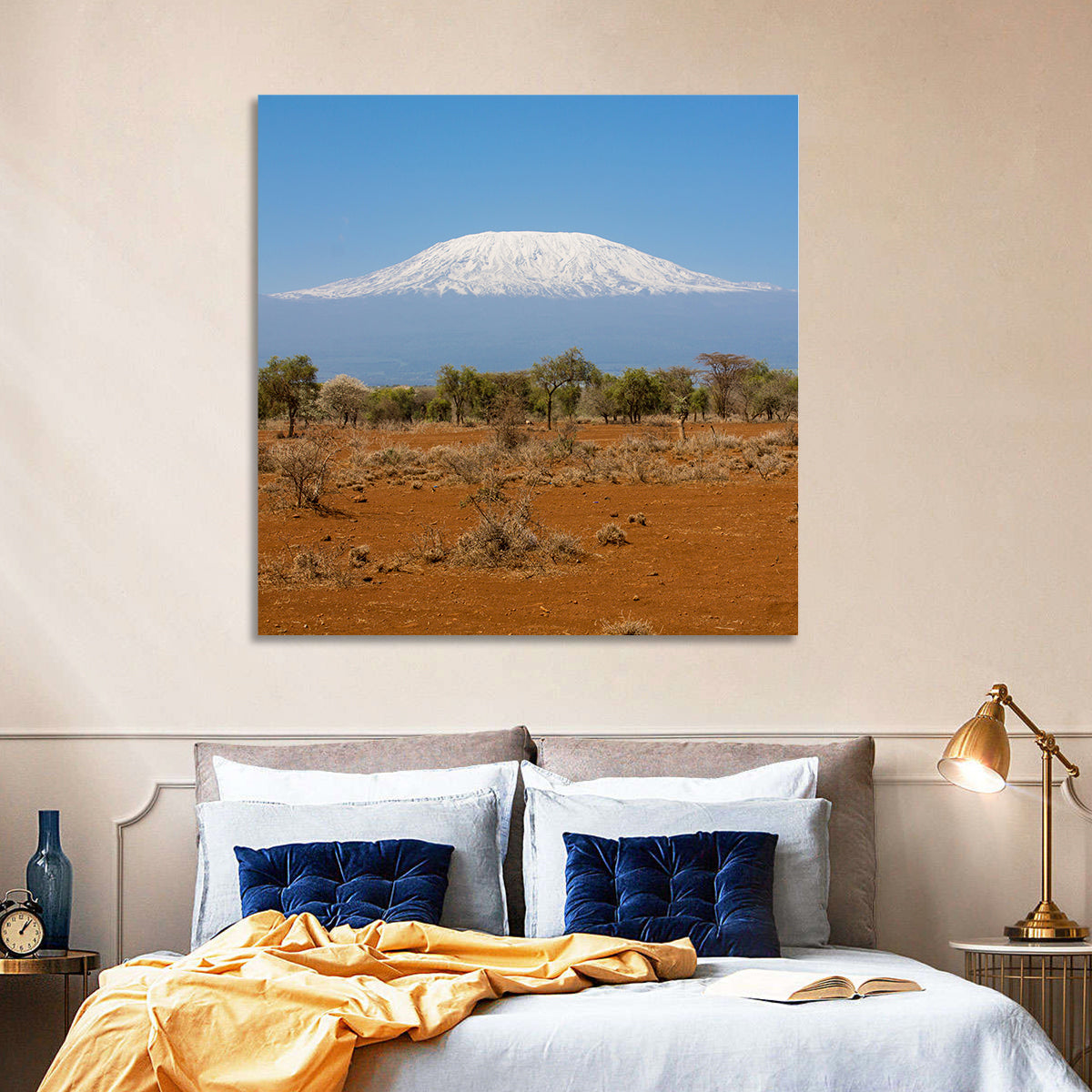 Mount Kilimanjaro Landscape Wall Art in a room, square