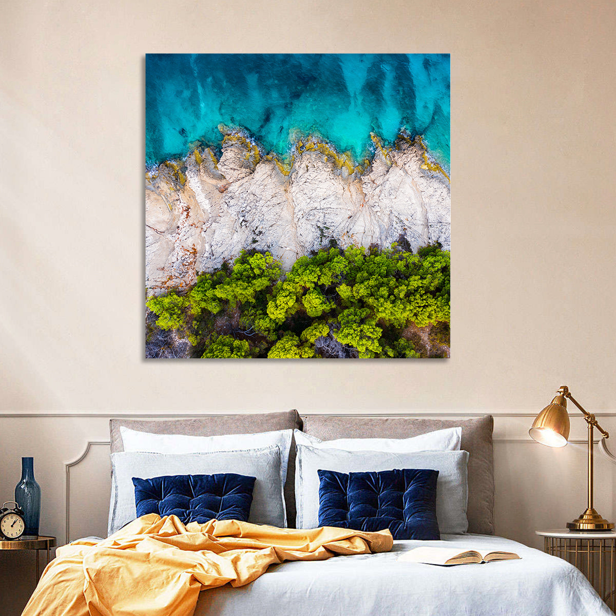 Croatian Coastscape Wall Art in a room, square