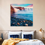 Goðafoss Waterfall at Sunset Wall Art