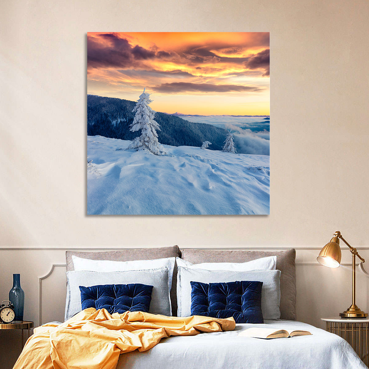 Carpathian Sunrise Wall Art in a room, square