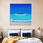 Turquoise Atoll Sandbar with Palm Trees Wall Art