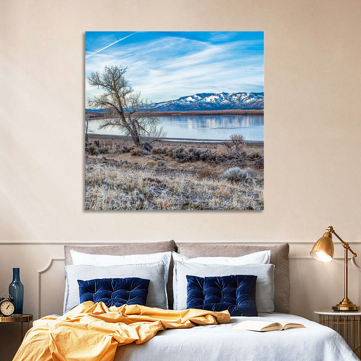 Winter Washoe Lake Morning Wall Art in a room, square