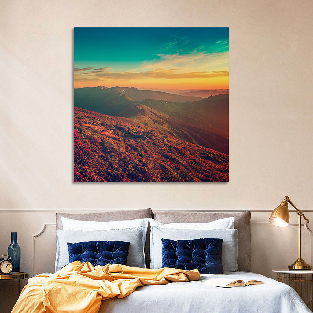 Alpine Rhododendrons at Golden Sunrise Wall Art