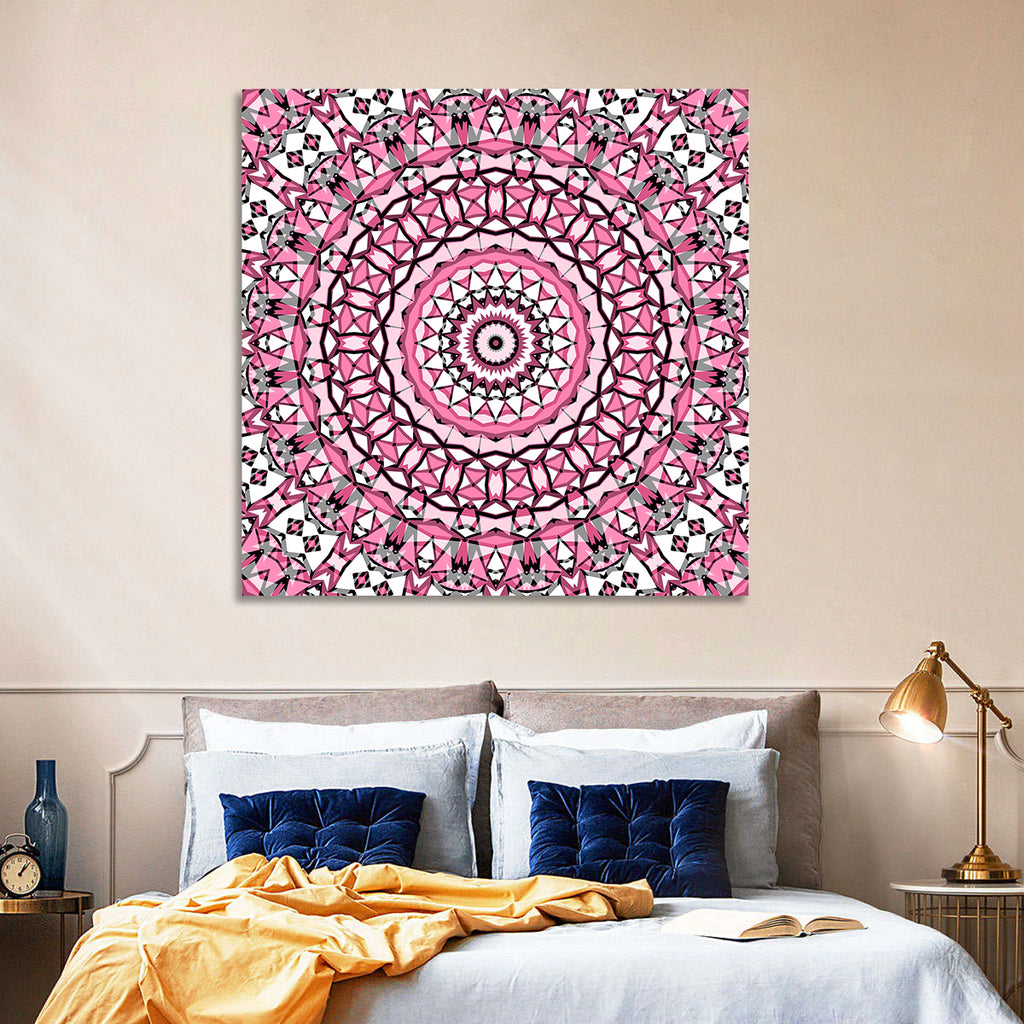 Pink Mosaic Kaleidoscope Mandala Wall Art