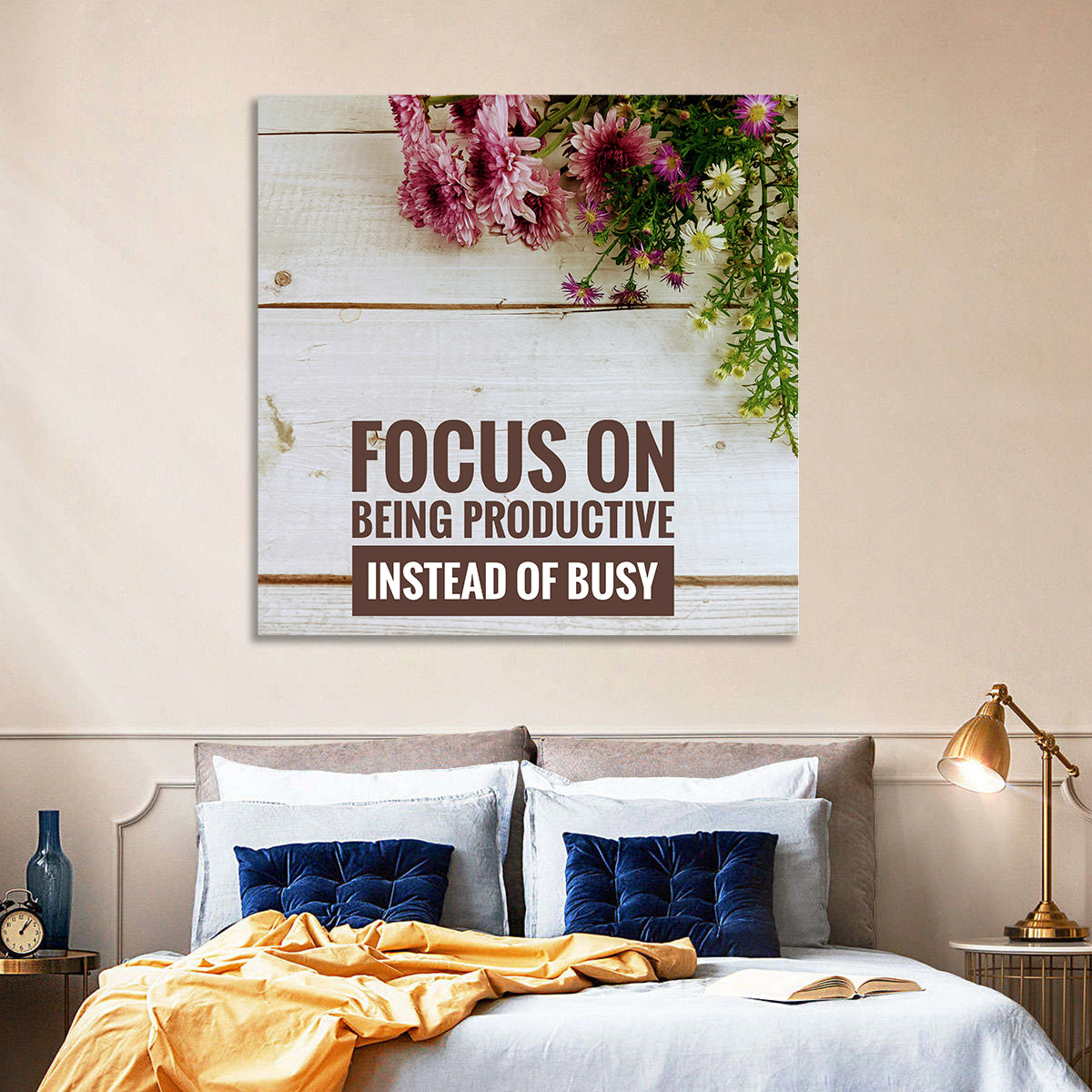 Focus on Being Productive Instead of Busy Wall Art in a room, square