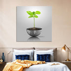 Young Plant on Globe Wall Art