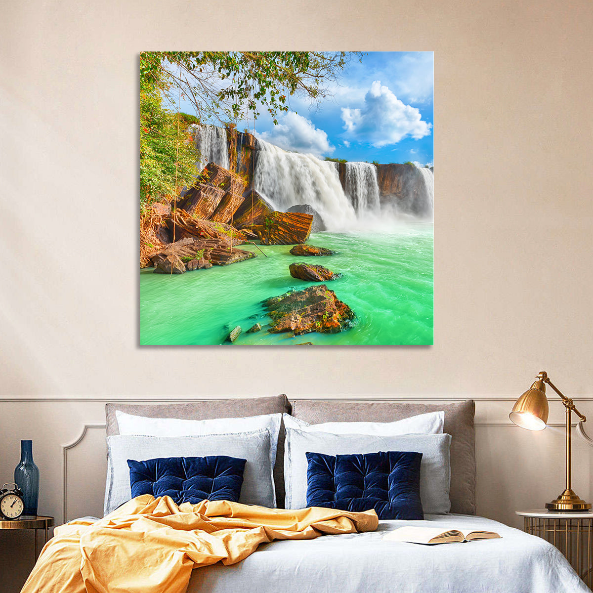 Dray Nur Waterfall Wall Art in a room, square
