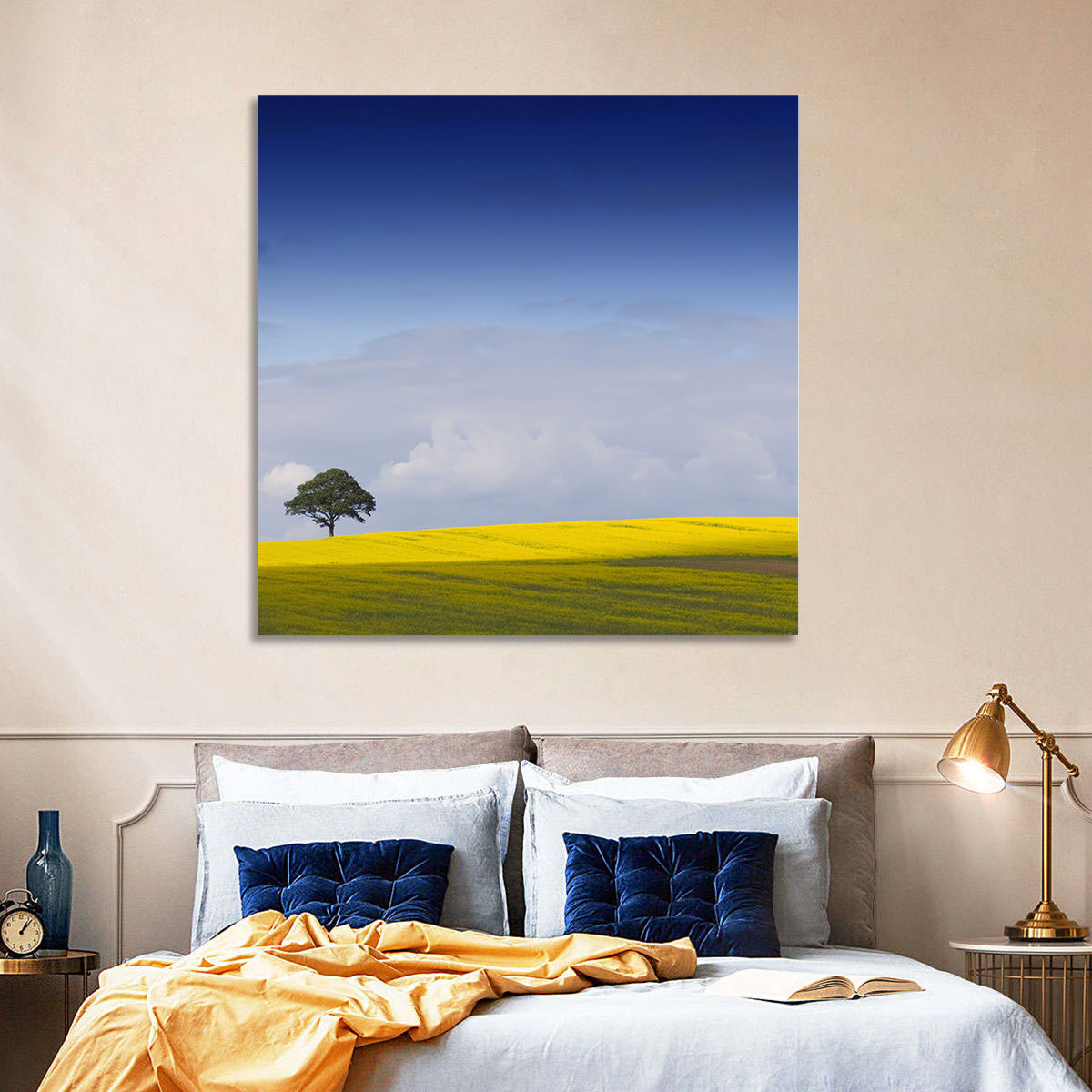 Solitary Tree Over Rapeseed Field Wall Art