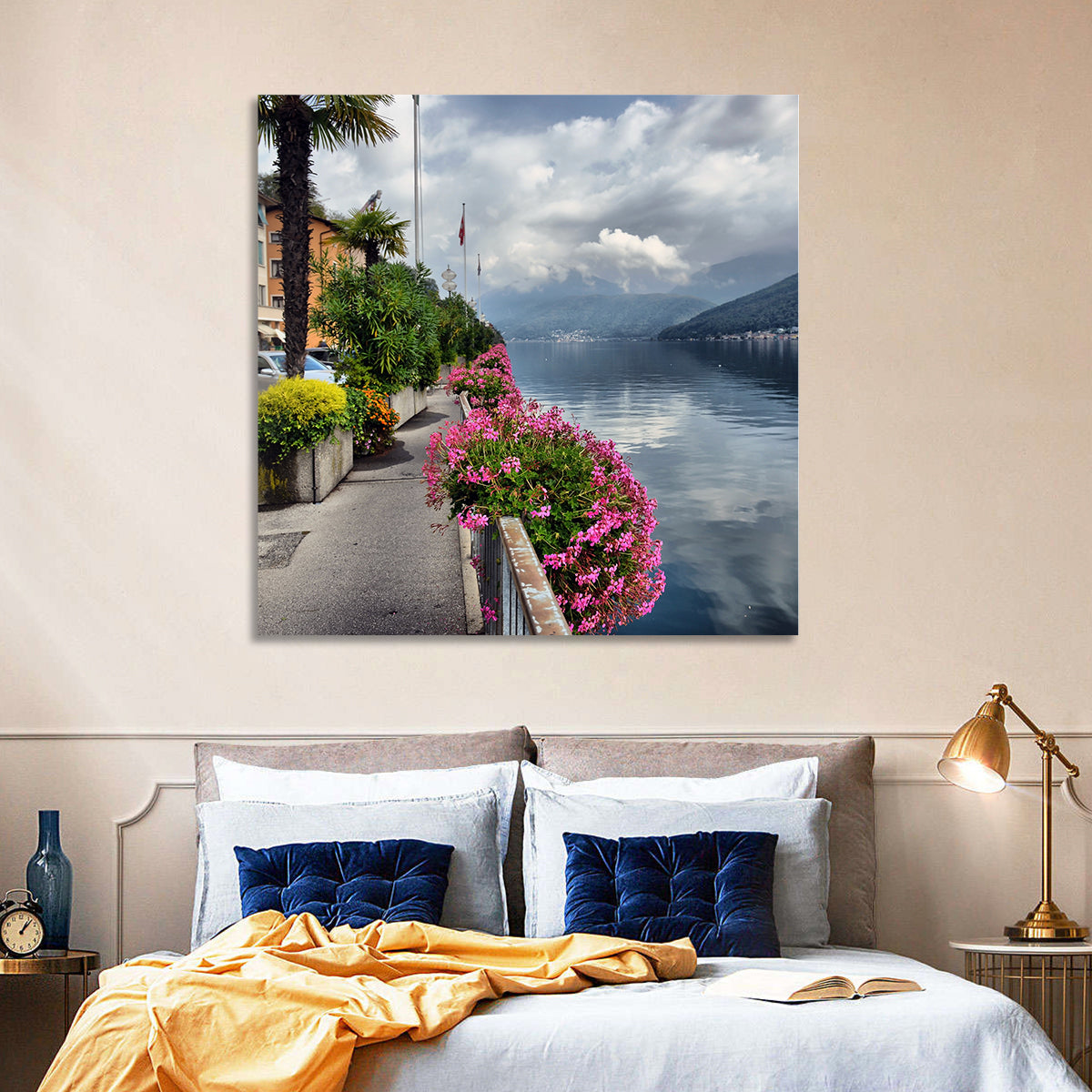 Lake Lugano Floral Walkway Wall Art