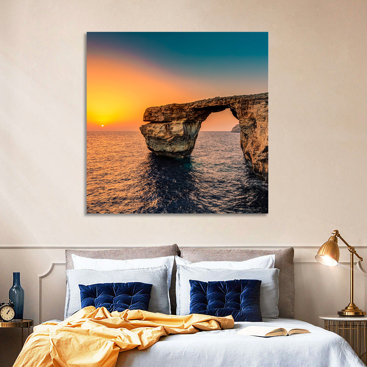Azure Window Sunset, Dwejra Wall Art in a room, square