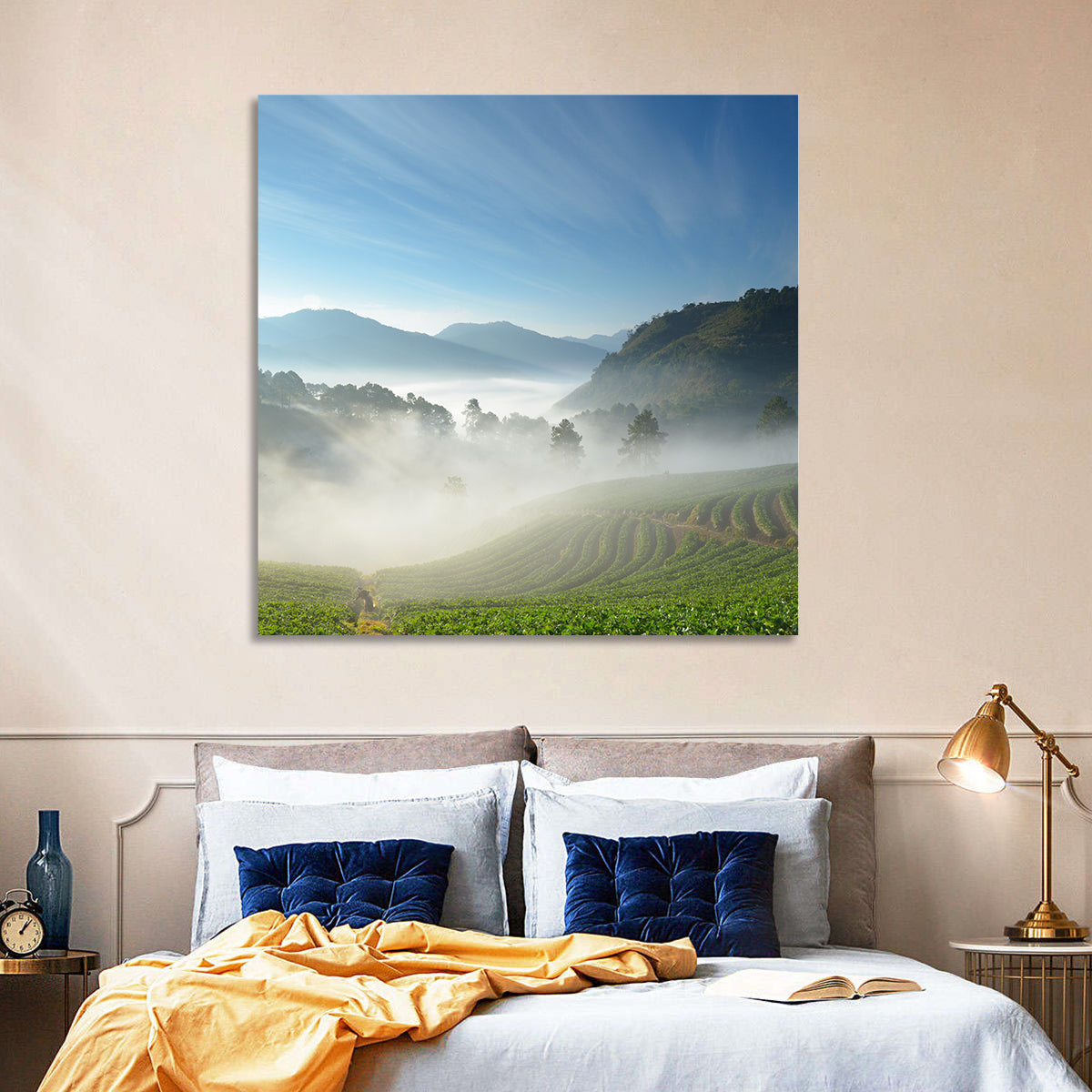 Sunlit Terraced Tea Hills Wall Art