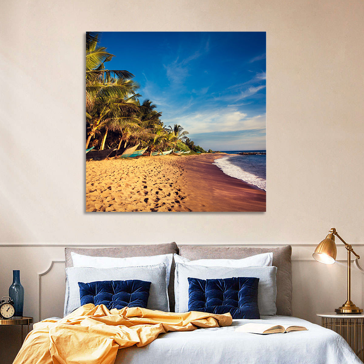 Mirissa Beach Morning Light Wall Art in a room, square