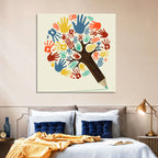 Handprint Tree Illustration Wall Art