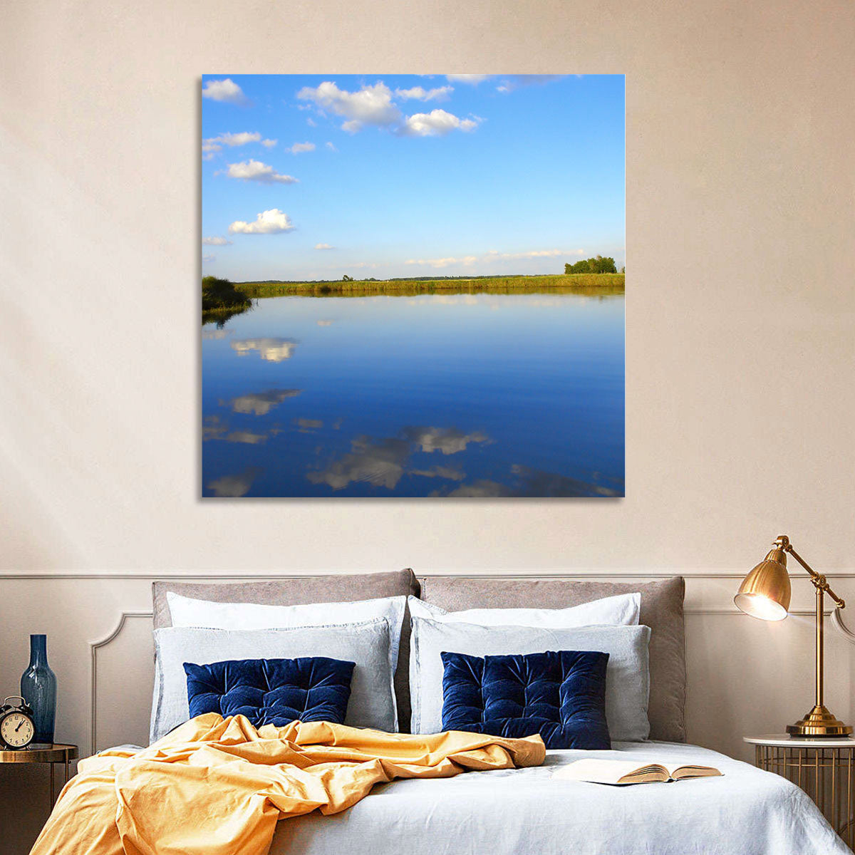 Lake Puckaway Reflection Wall Art in a room, square