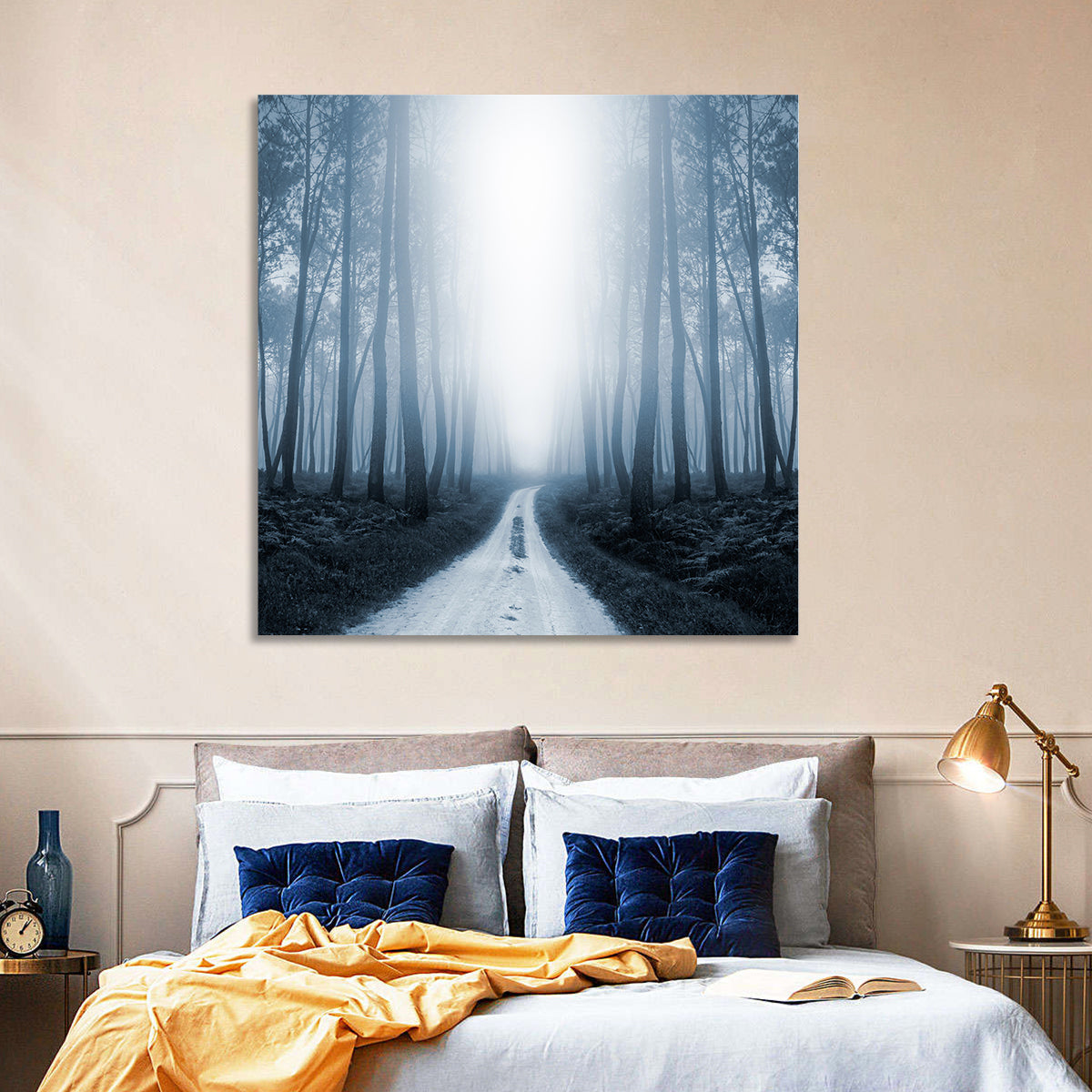 Misty Forest Road at Twilight Wall Art