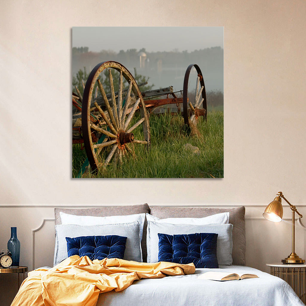 Weathered Wagon in Morning Mist Wall Art