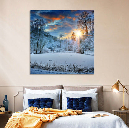Frozen Forest Lake Wall Art