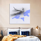 Airplane Over World Map Wall Art