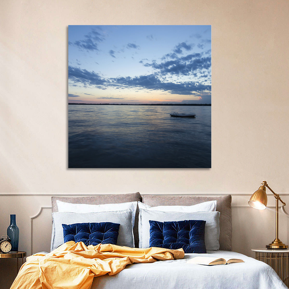 Lake Okoboji at Twilight Wall Art in a room, square