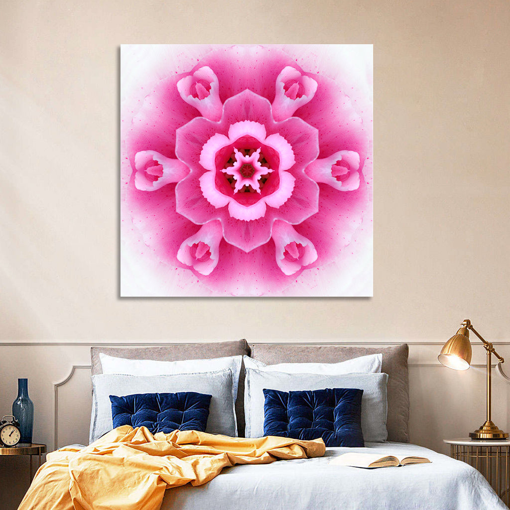 Pink Carnation Kaleidoscope Mandala Wall Art