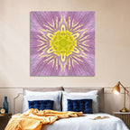 Kaleidoscopic Floral Mandala in Purple and Yellow Wall Art