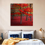 Crimson Autumn Forest Wall Art