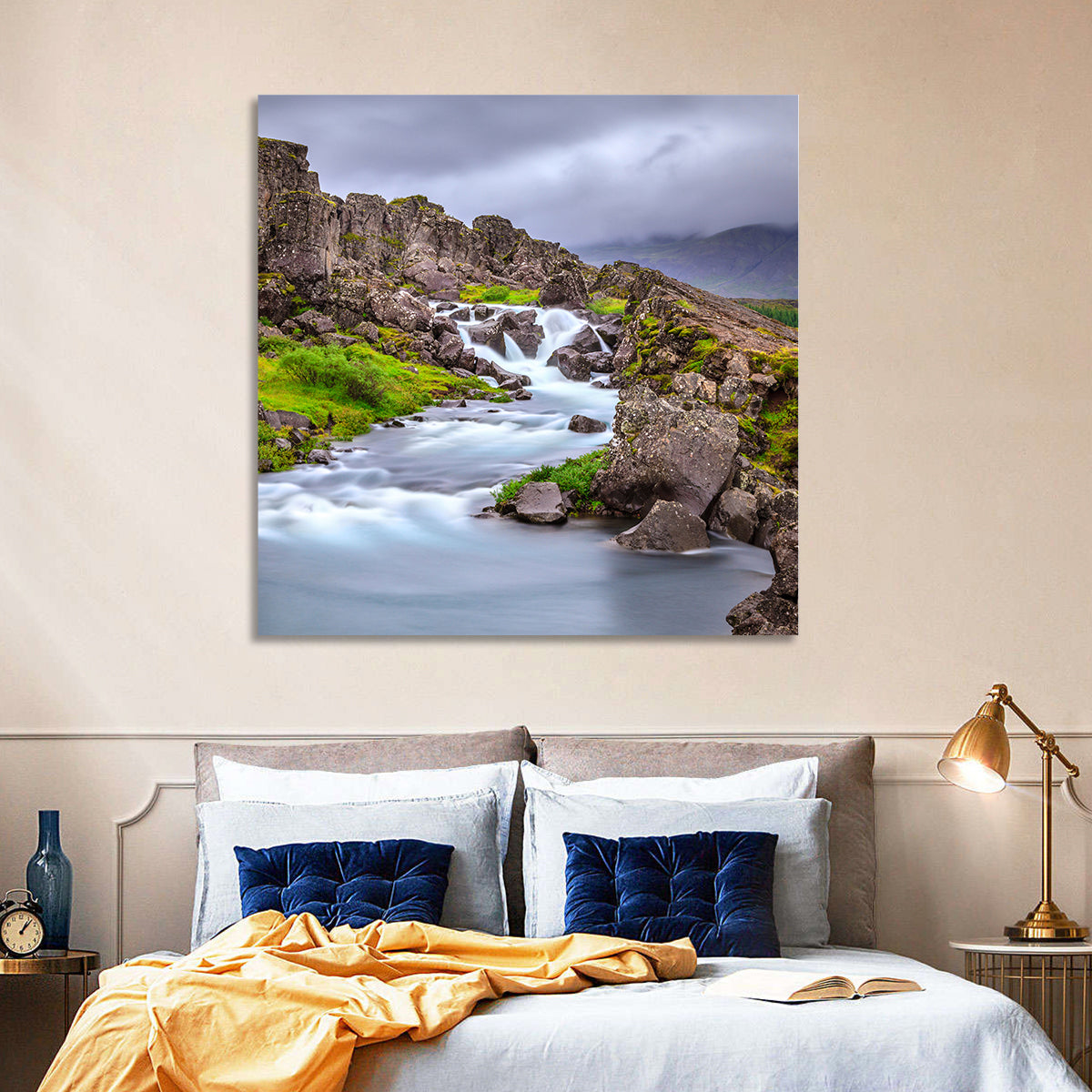 Öxarárfoss Stream, Þingvellir Wall Art in a room, square