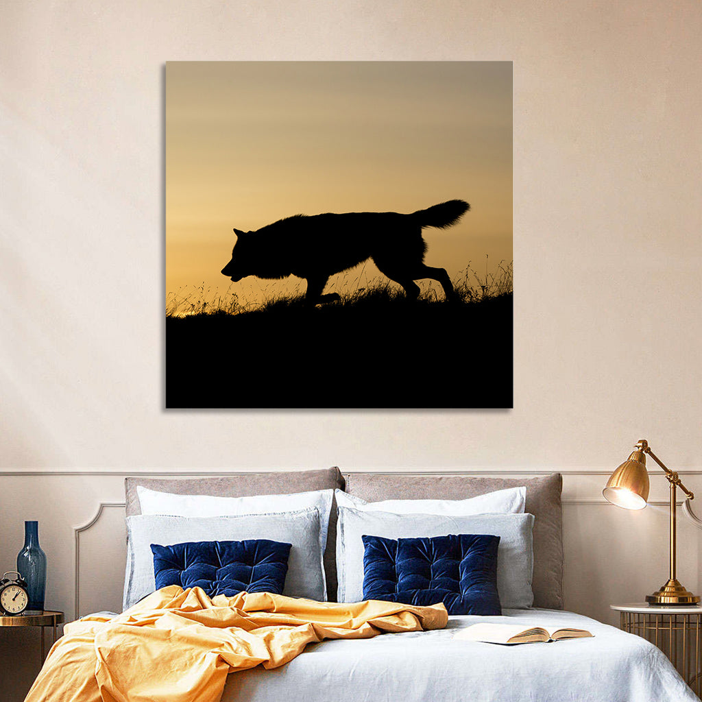 Wolf at Golden Horizon Wall Art