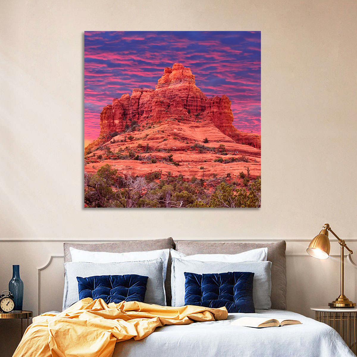 Bell Rock Sunset, Sedona Wall Art in a room, square