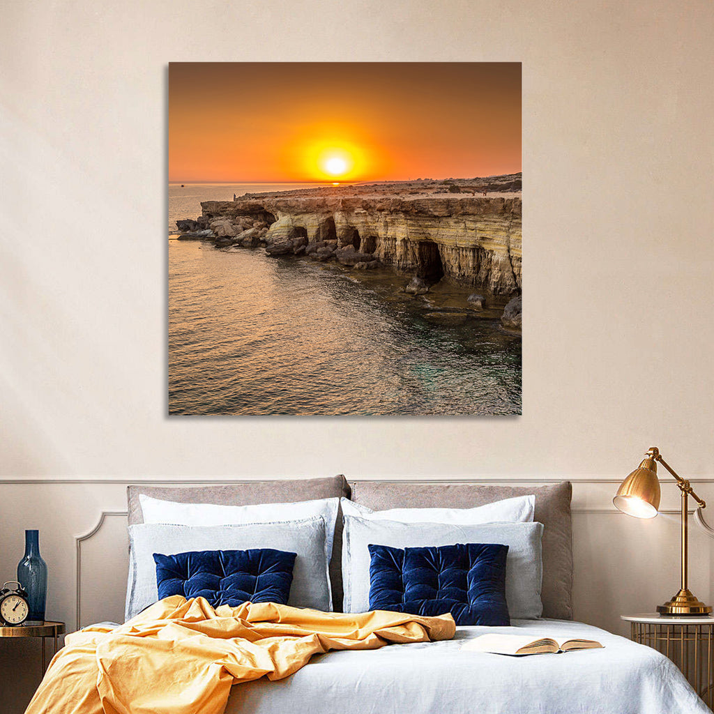 Sunset Over Sea Caves Wall Art