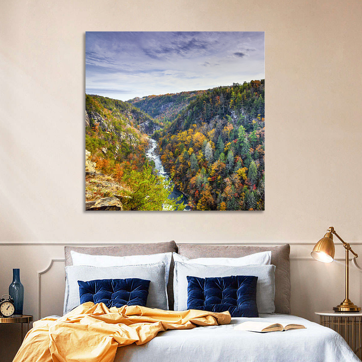 Tallulah Gorge Autumn Vista Wall Art in a room, square