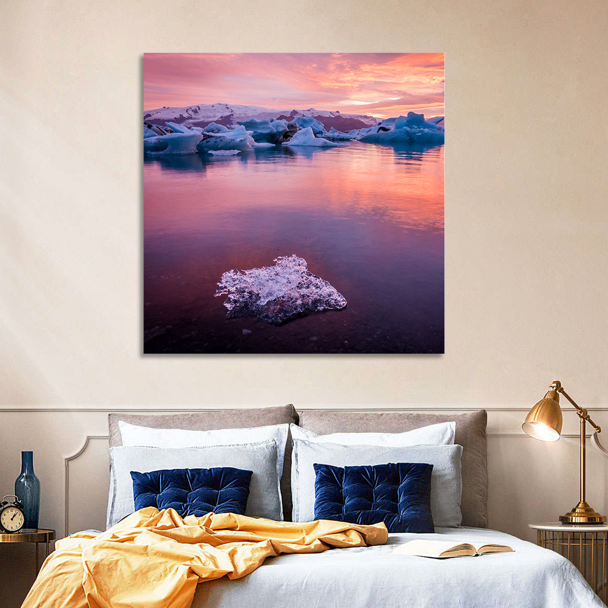 Jökulsárlón Dusk Lagoon Wall Art in a room, square