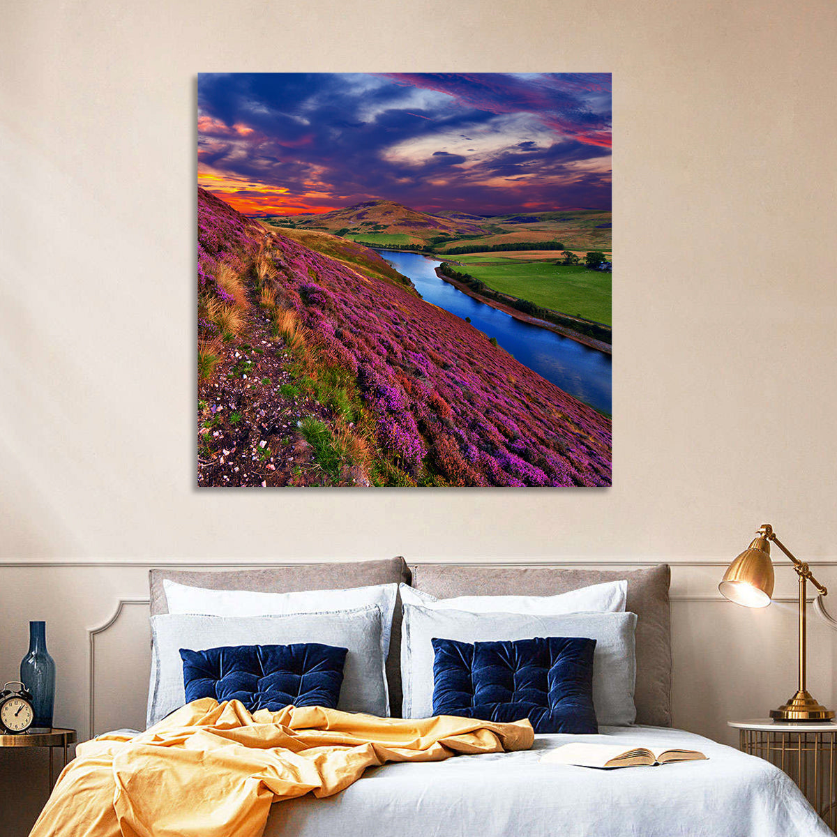 Pentland Hills Heather, Edinburgh Wall Art in a room, square