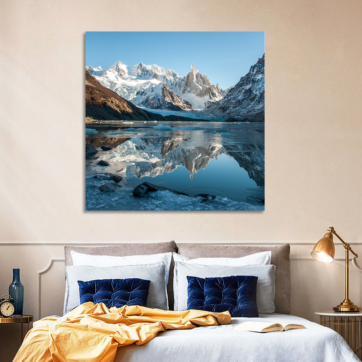 Cerro Torre Reflection, Laguna Torre Wall Art in a room, square