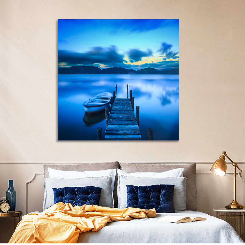 Boat and Wooden Pier Wall Art
