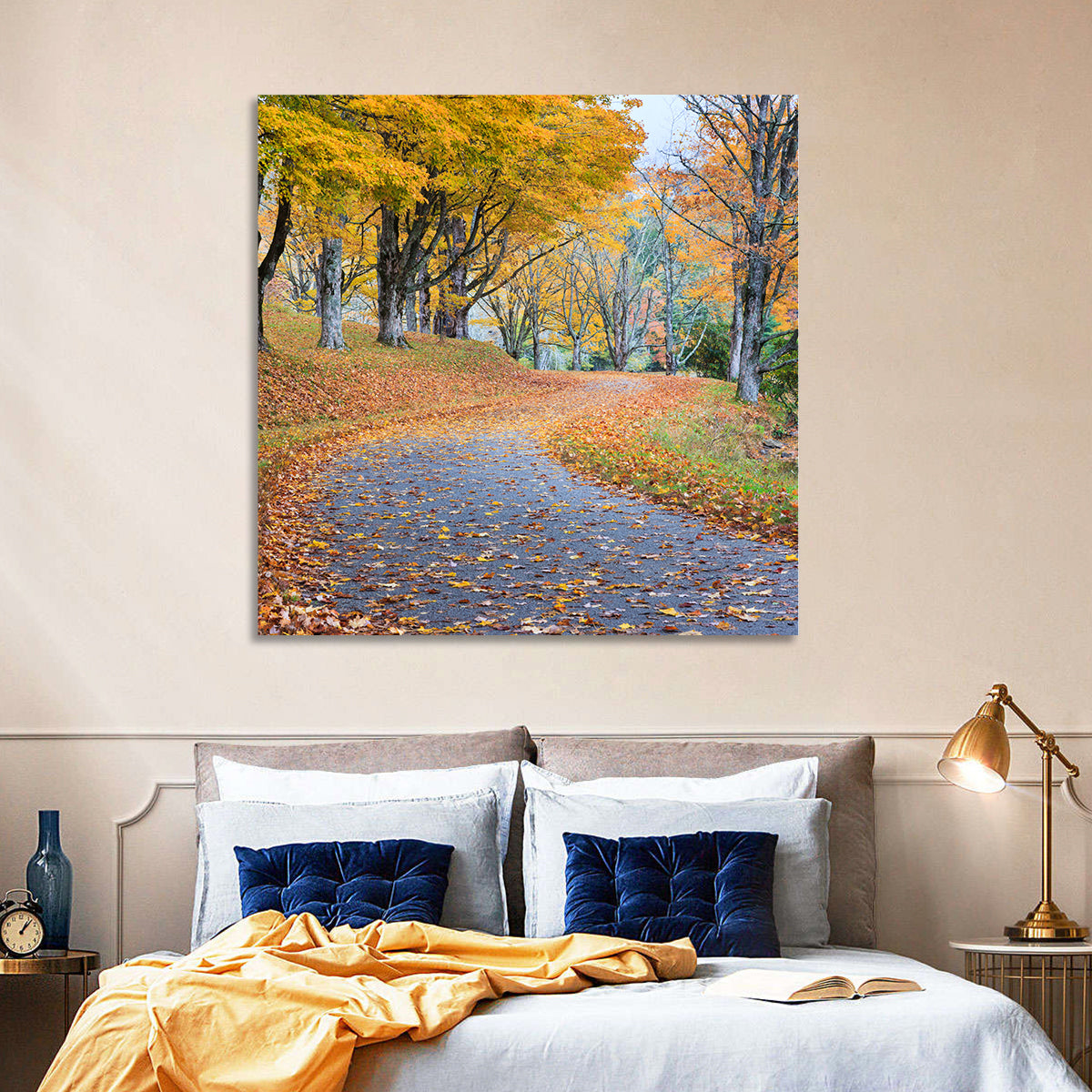 Autumn Leaves on Road Wall Art