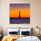 Minimalist Lighthouse Silhouette at Twilight Wall Art