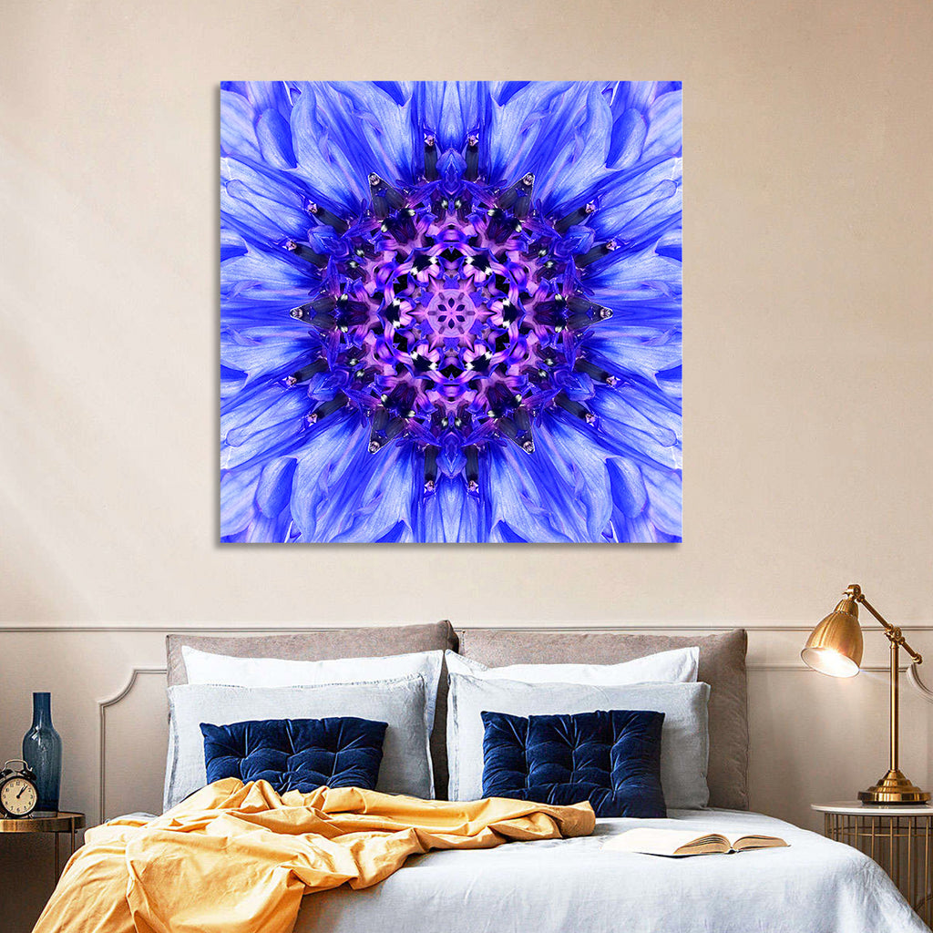 Kaleidoscopic Cornflower Mandala Wall Art