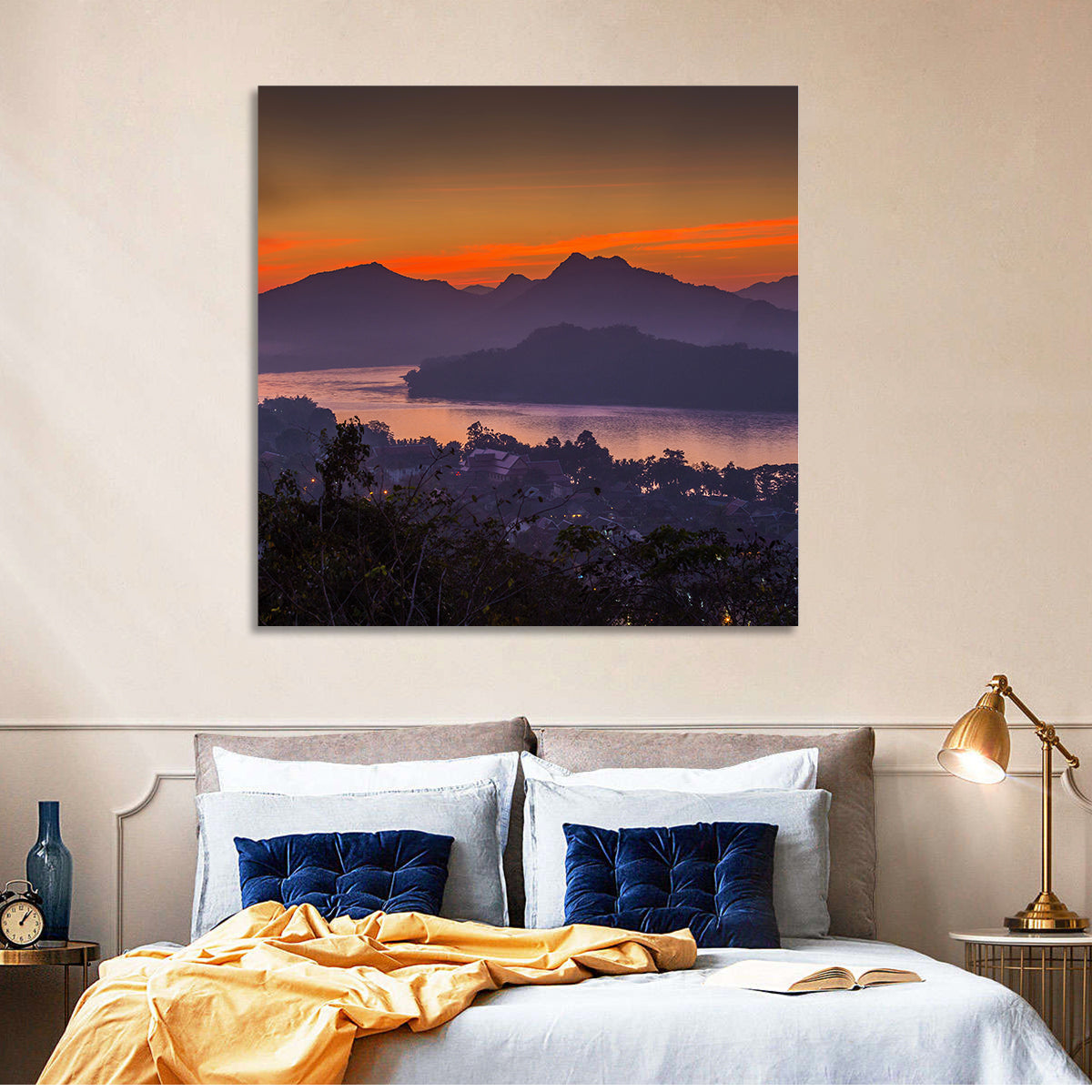 Luang Prabang Sunset Over Mekong Wall Art